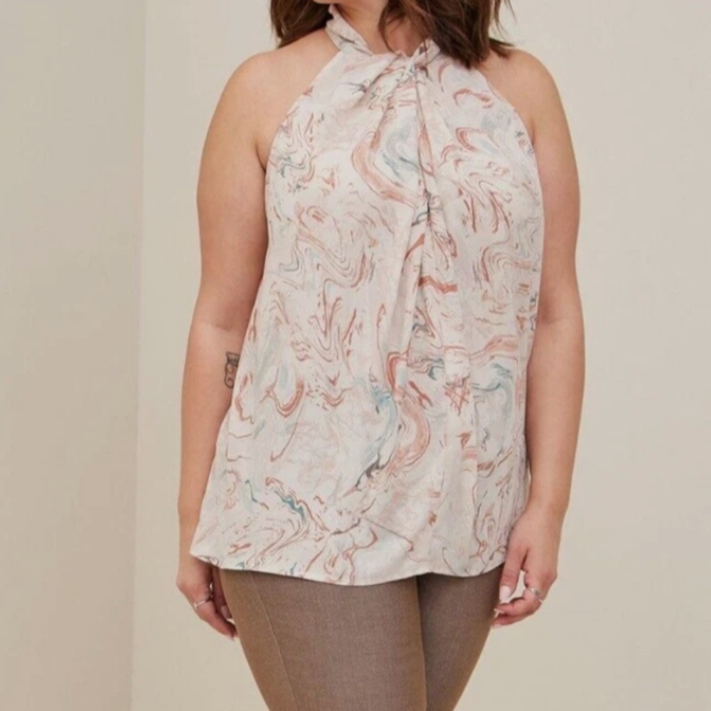 Torrid Lightweight Georgette Knot High Neck Tank